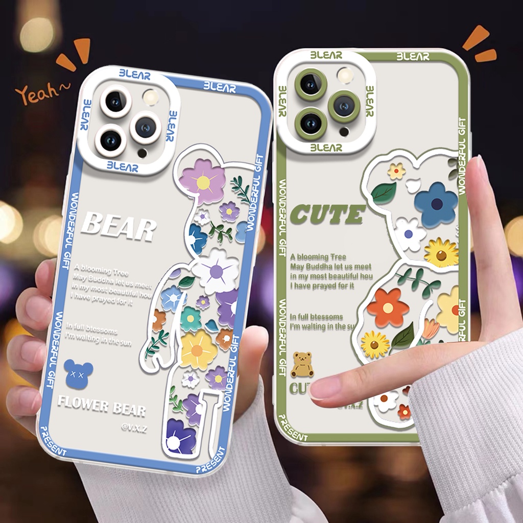 Soft Case TPU Transparan Motif Beruang Lucu Untuk IPhone 14 13 12 11 Pro XS Max X XR 8 7 6 6S Plus