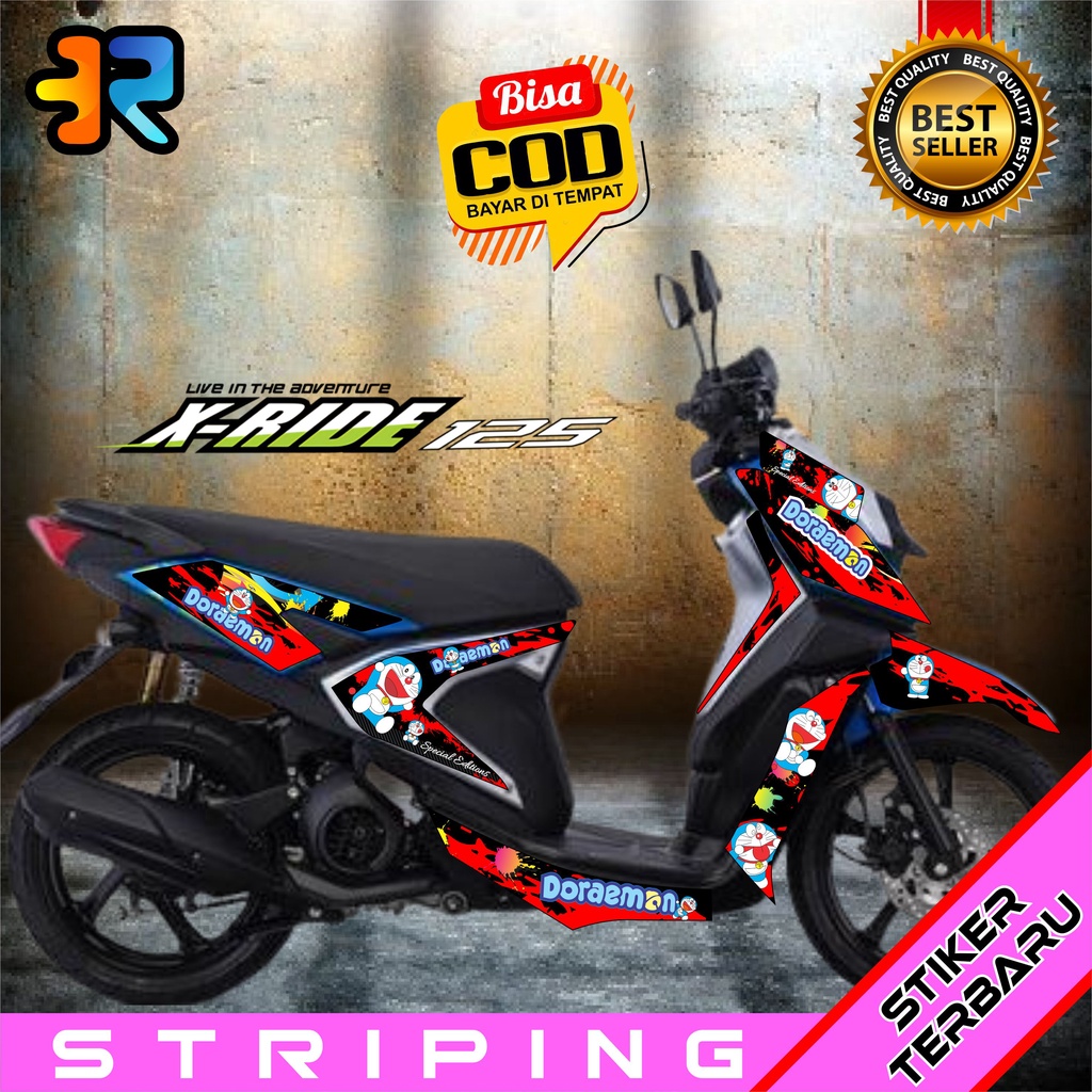 Striping X Ride 125 Variasi Sticker Desain Doraemon