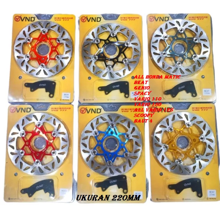 PIRINGAN DEPAN 220MM BEAT SCO0PY VARIO 110 VARIO 125 VARIO 150 VARIO 160CBS GENIO SPACY VND 777 FLOATING ANTI PANAS ALL HONDA MATIC