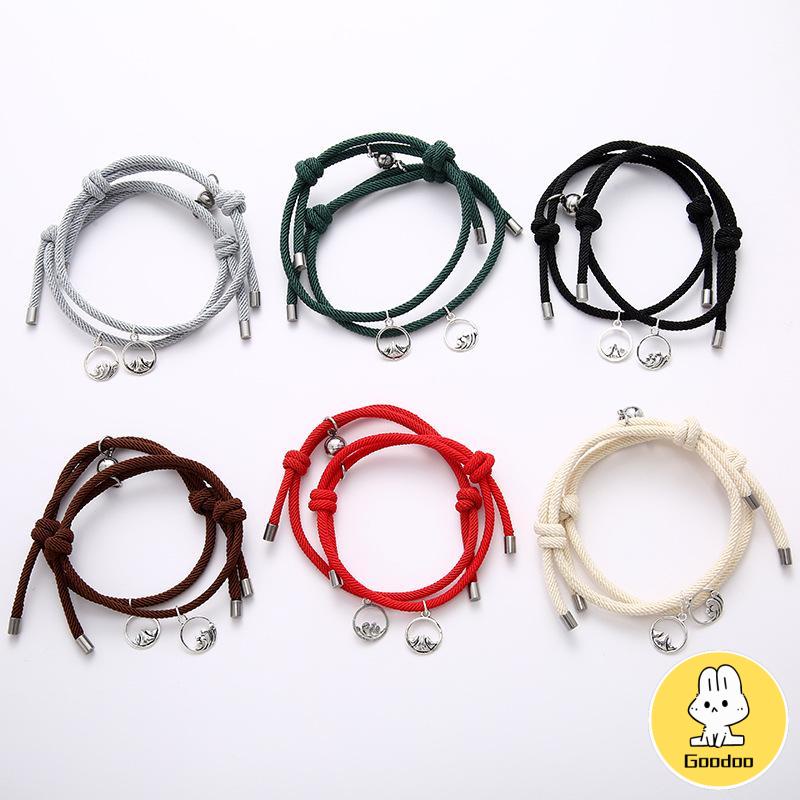 2 pcs gelang magnet/1 Pasang Gelang Couple Magnet Gelang Tali Couple Magnet Attract persahabatan Tangan Wanita Bracelets hitam/Adjustable Braid Rope BraceletS -Doo