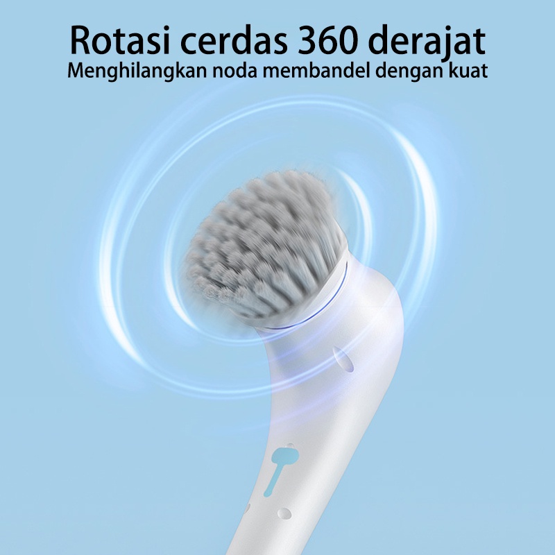 SYH Mall Sikat Elektrik 5 in 1 Handheld Sikat Kamar Mandi Rotasi Cerdas 360° Derajat Kebisingan Rendah Tahan Air IPX7 Wastafel Dapur Cleaning Brush