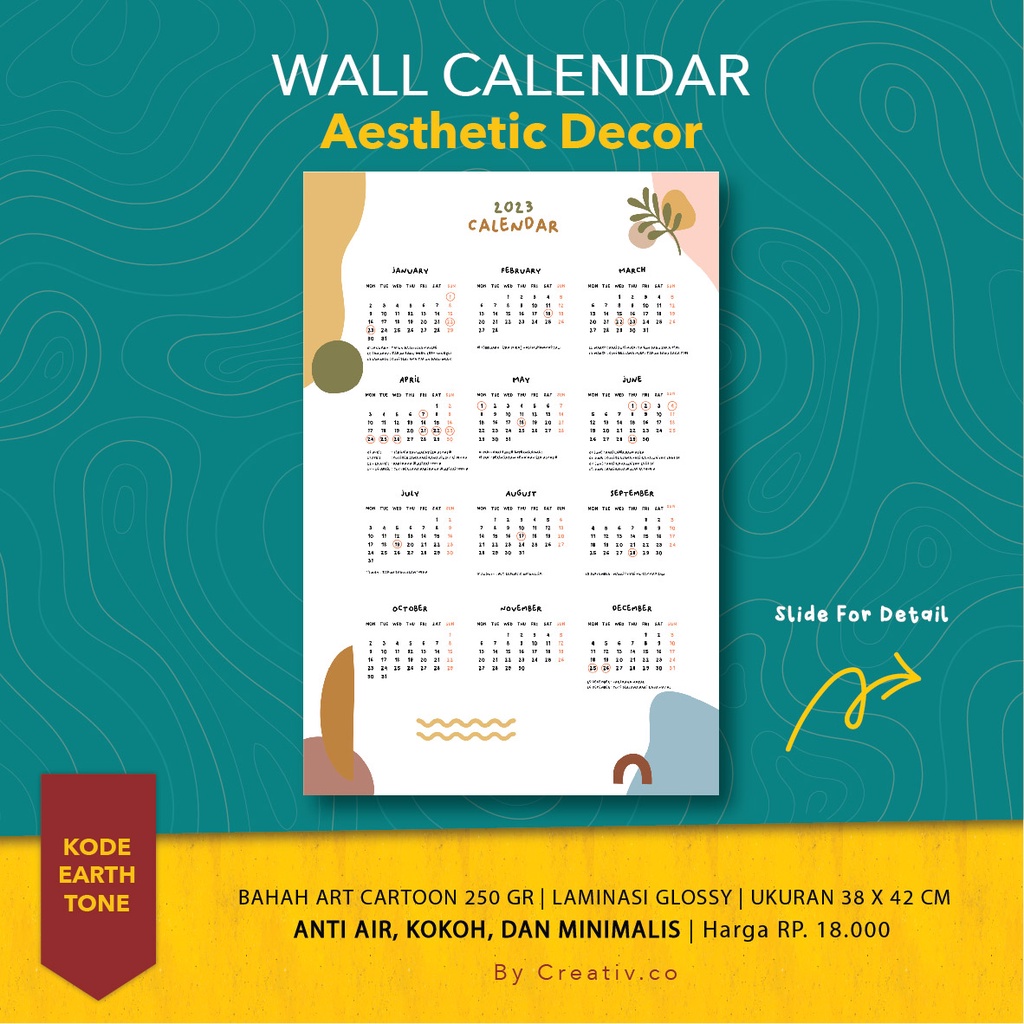 

KALENDER AESTHETIC 2024 - KALENDER DINDING - KODE EARTH TONE