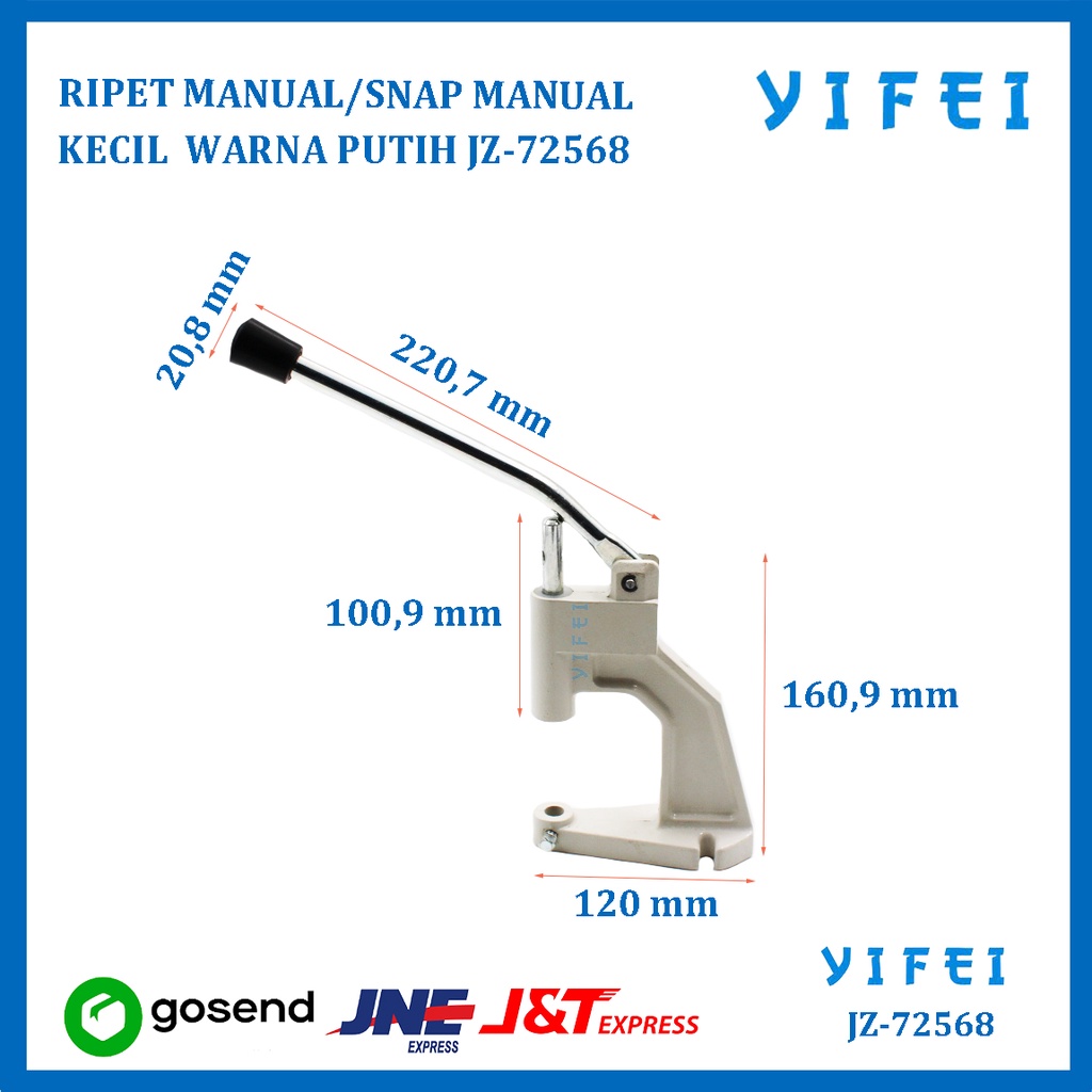 HANDPRESS ALAT PASANG KANCING SNAP BUTTON WARNA PUTIH YIFEI-72568