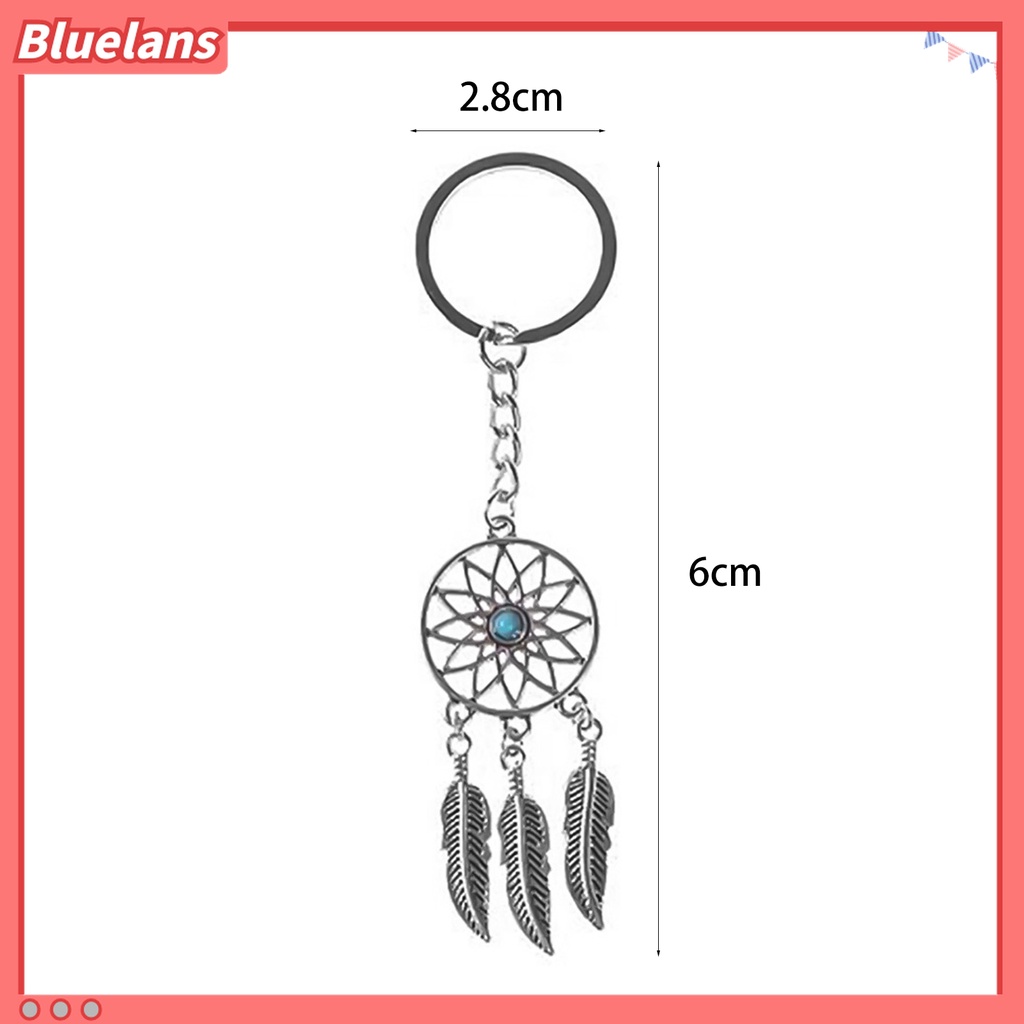 Gantungan Kunci Desain Dream Catcher Aksen Turquoise Imitasi Untuk Unisex