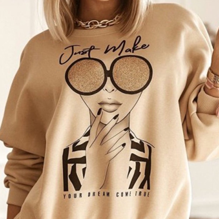 Sweater Aesthetic Sunglasses Woman - Sweatshirt Wanita Terbaru - Bahan Fleece - Allsize Sweater