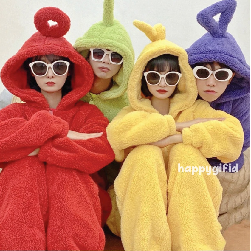 TELETUBBIES LALA PO ONESIE BAJU TIDUR KOSTUM DASTER PIYAMA KIGURUMI TINKY WINKY DIPSY