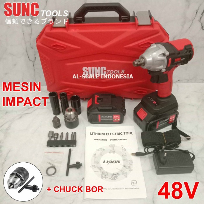 SUNC TOOLS Mesin Impact Wrench 48Vf + Chuck Bor/Mesin Bor SUNC 48VF