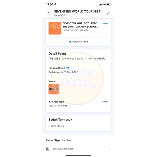 Tiket konser Seventeen Be The Sun In Jakarta Tribune B1