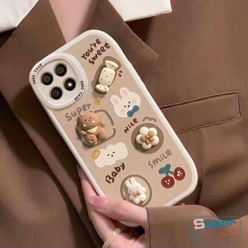 Sweet Case Realme C30 C55 C35 C15 C25 C25Y C31 C21Y C25s C12 10 PRO+8 8i 9i C11 GT C20A C3 C21 C17 C20 8Pro 6i 5i 6 5s 5mainan Boneka 3D Kartun Lucu Beruang Kelinci Permen Sarung Soft Cover