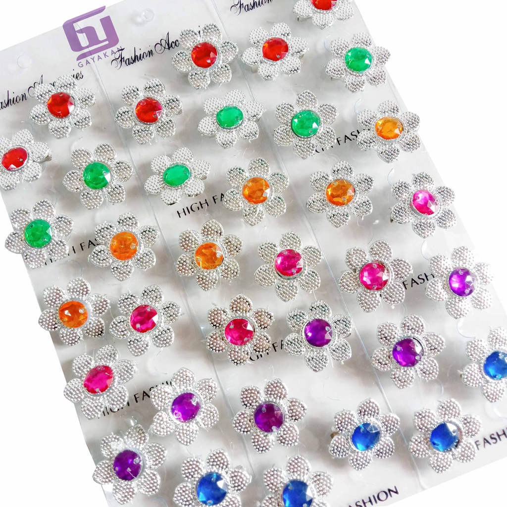 1 Gross/12 lusin/144 pcs Bros Dagu seri Bunga Mote Multiwarna