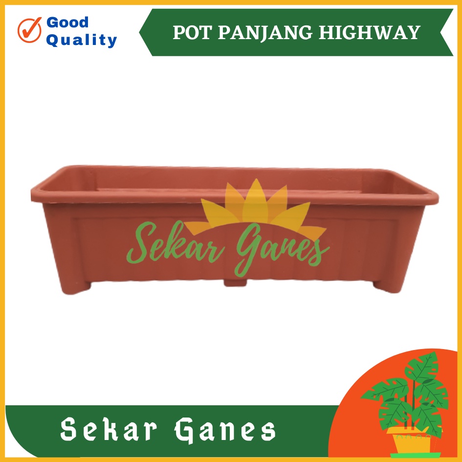 Pot Panjang Highway Coklat Merah Bata Pot Panjang Hw 50cm Pot Bunga Segi Panjang 50cm 70cm High Way Pot Panjang Plastik Putih Murah Gantung - Pot Panjang 50