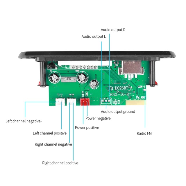 Bluetooth V5.0 Pemutar MP3 Mobil Modul Perekaman USB Speaker Radio FM AUX  JQ-D025BT 2*40W