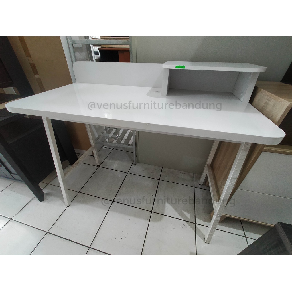 Meja belajar komputer tulis putih kaki besi 100cm minimalis BANDUNG