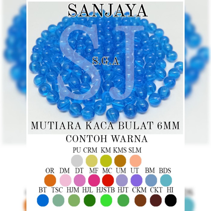 Manik-Manik Manik Kaca / Mote Kaca Bulat / Mutiara Kaca Bulat 6Mm