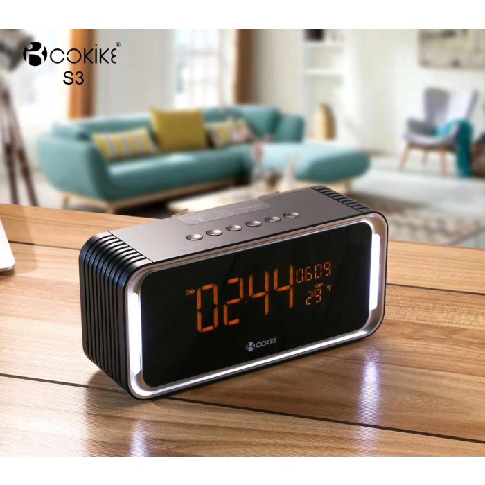 Speaker Bluetooth COKIKE JBL BOSE Radio FM Jam Meja Digital S3