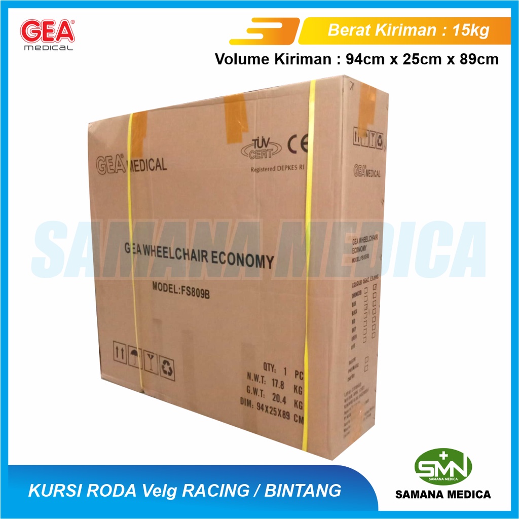 Kursi Roda Standar Velg Racing / Velg Bintang GEA FS809B Promo Murah