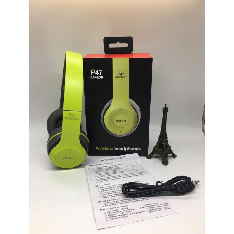 Medan Termurah (warna random) P47 Headset Wireless Bluetooth dengan Kabel / AUX / Radio