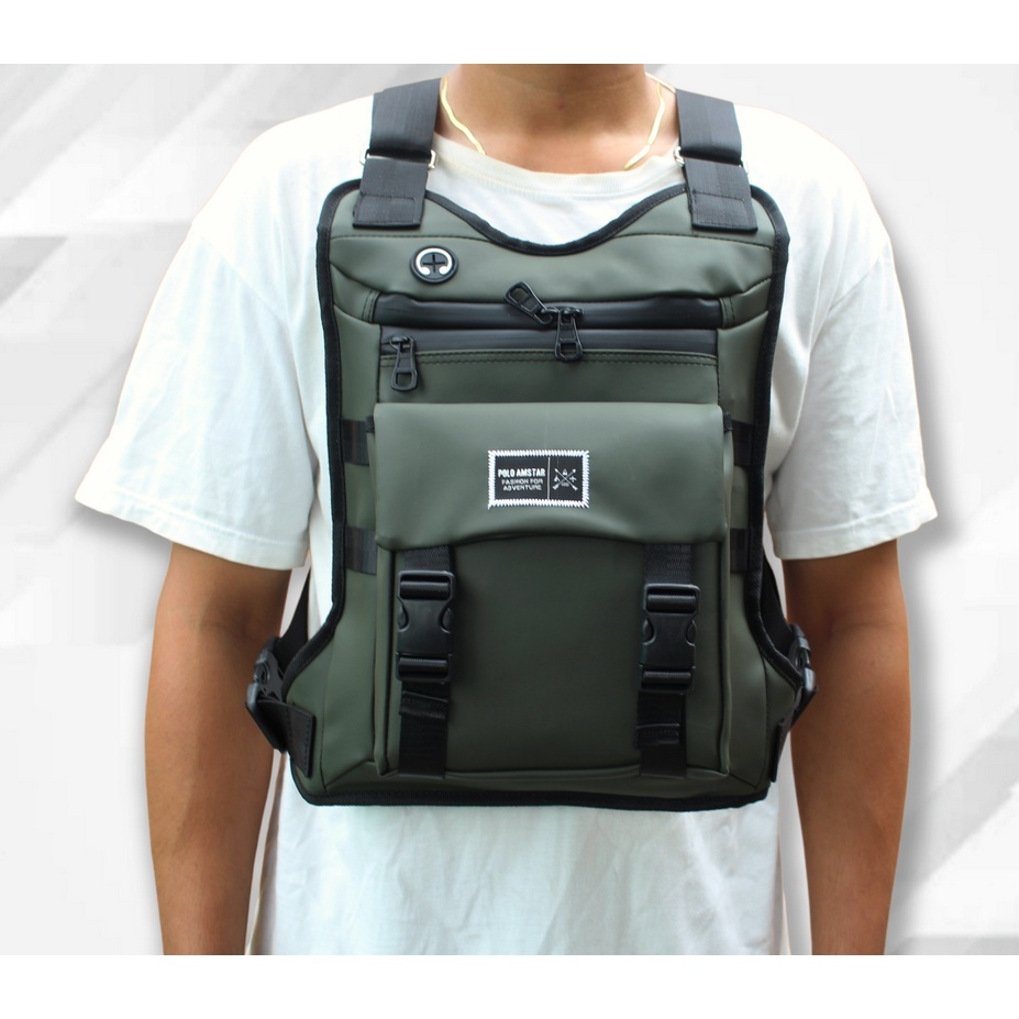 Tas Dada Jumbo Polo Amstar Waterproof Tas Selempang Dada Tas Rompi Tactical Chest Bag Chest Rig Bag