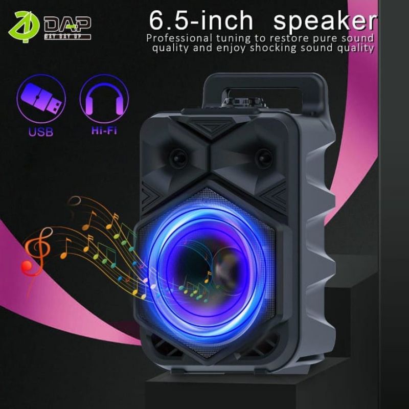 Dap Spiker Bluetooth D-Vy7 Karoke Free Mic 8 Inchi / Salon Aktif Portable Radio Fm Mp3 Super