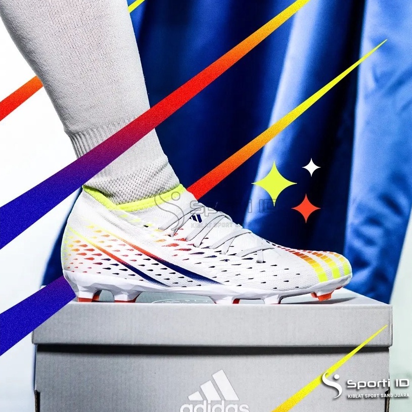 Sepatu Bola Adidas Predator Edge.3 FG - White Yellow Blue GW1002 Original