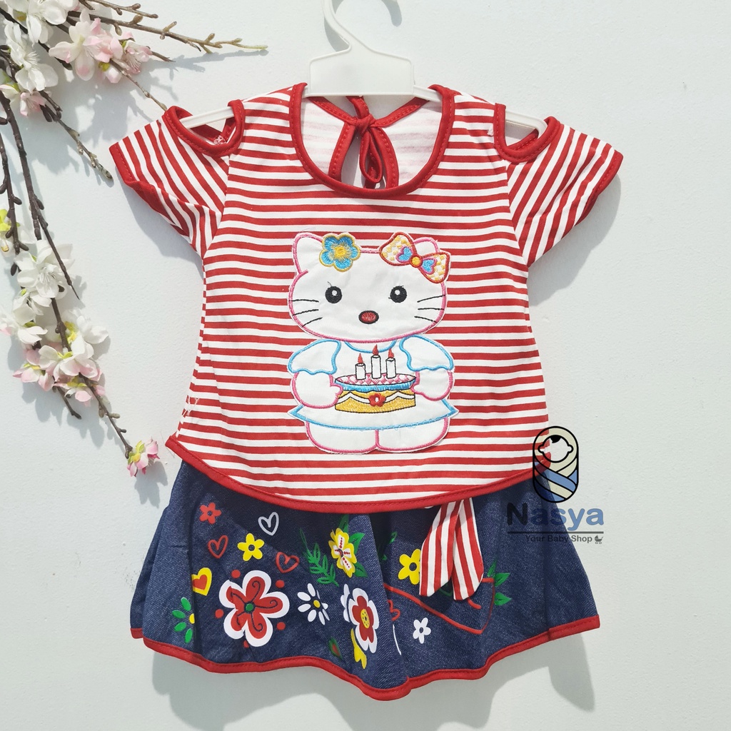 [KK-022] Setelan baju Bayi Perempuan / Bayi bayi perempuan model Rok Denim