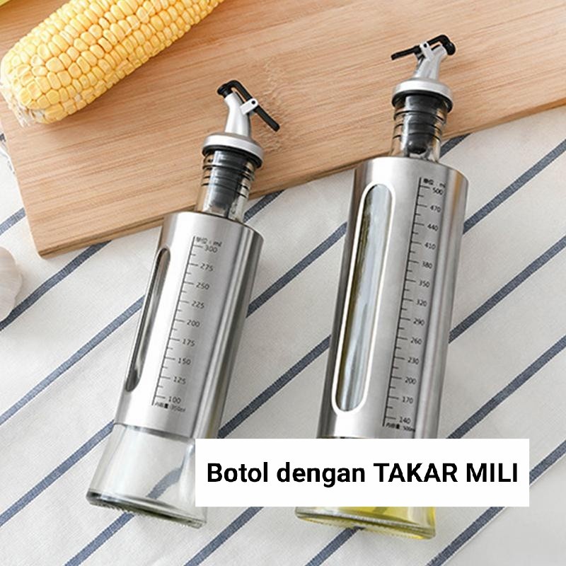 Botol Kaca Refill Minyak Botol Stainless Kecap Sirup Anti Bocor Dapur botol isi ulang tempat penyimpanan minyak