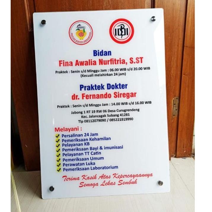 

[KODE PRODUK ZIBMQ3580] Akrilik papan praktek Apoteker, Dokter, Bidan , Akrilik papan praktek Dokter Free Packing_SIAP PAKAI