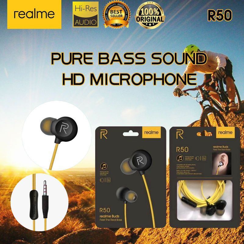 (ba)  HF/ Headset Realme Seri R-50 Music Sound Bass