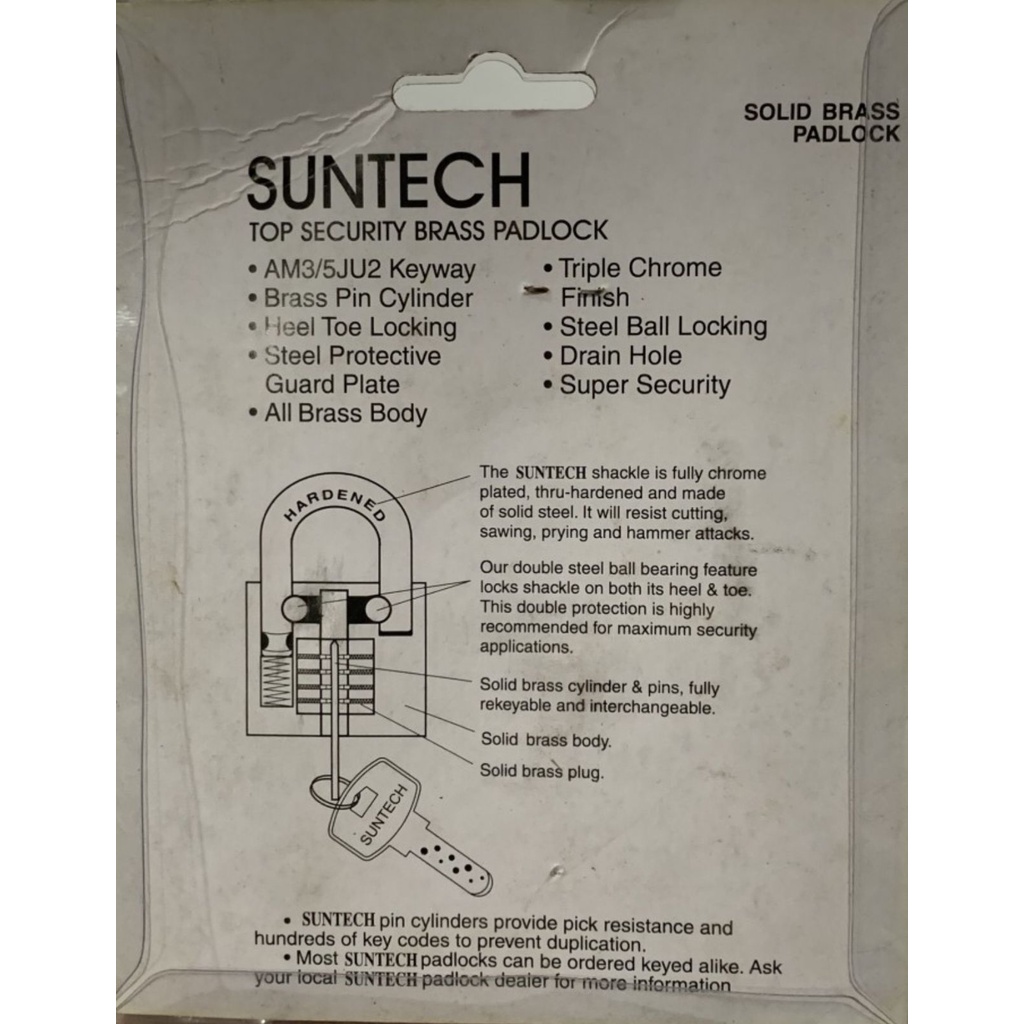 Gembok Kunci Komputer Computerize Leher Pendek Kuningan SUNTECH 50mm