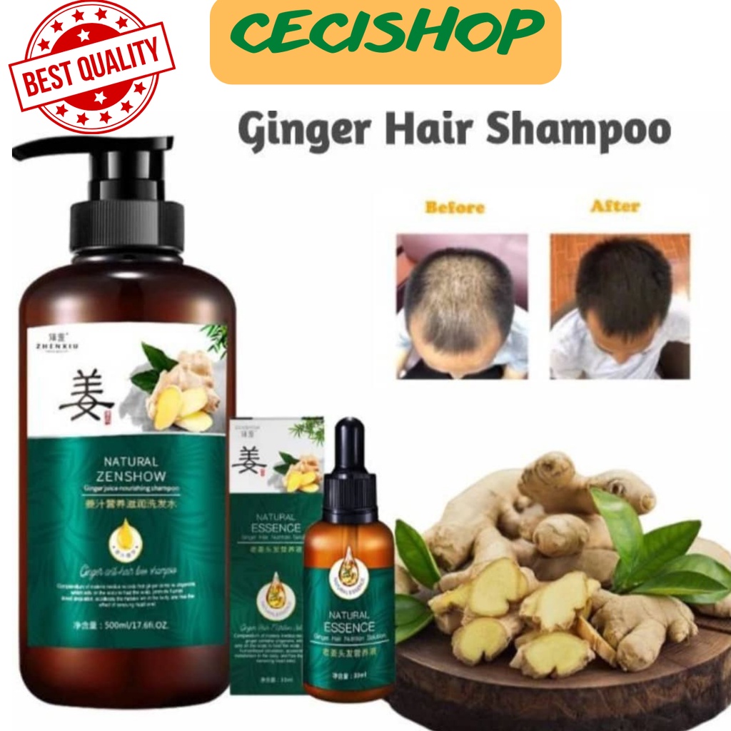 ZHENXIU Shampo Rambut Rontok 500ml NATURAL SHAMPOO Penumbuh Rambut Sampo Jahe Esensi Alami Anti Ramb