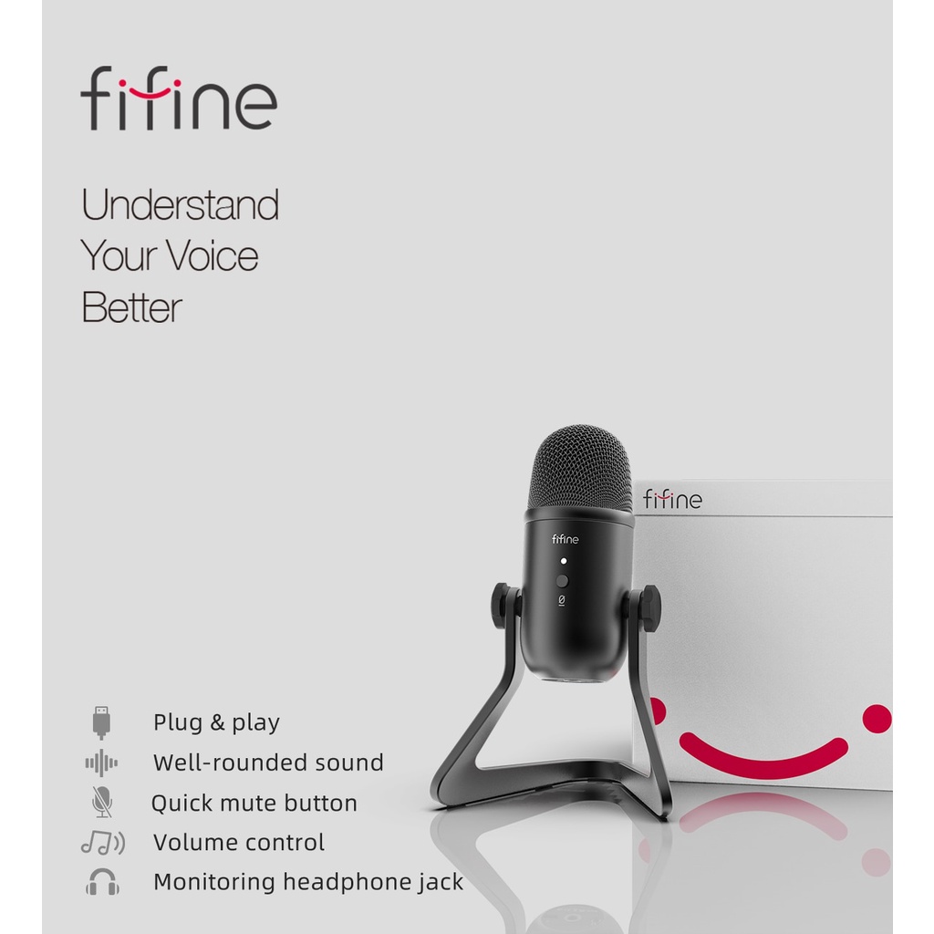 Fifine K678 USB Condenser Microphone with Volume and Headphone Control