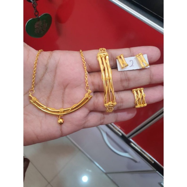 Kalung Set Bambu. Mas london LM 24K kadar 99,99%.