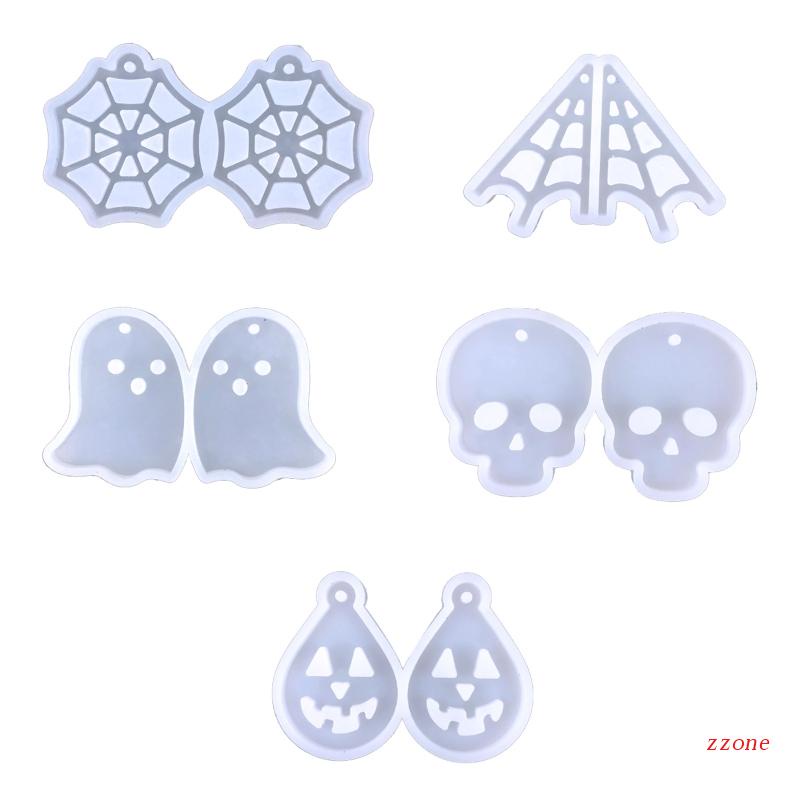 5 Pcs Cetakan Liontin Anting Bahan Silikon Untuk Halloween