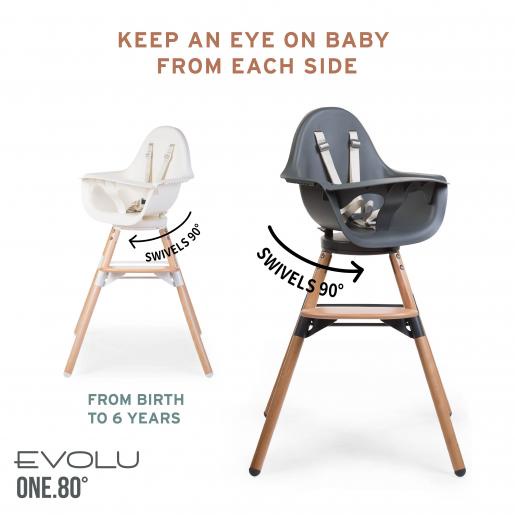 Childhome Evolu One.80° High Chair - Child Home Kursi Makan Baby Kids HighChair Bayi Wooden Wood Aesthetic Putar