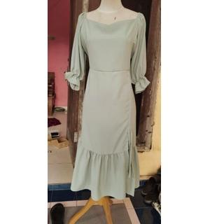 Siap Kirim Pauline Dress  WOLFIS Jumbo Size | Dress Party Big Size Tali Serut Bawah | Midi Dress Kas