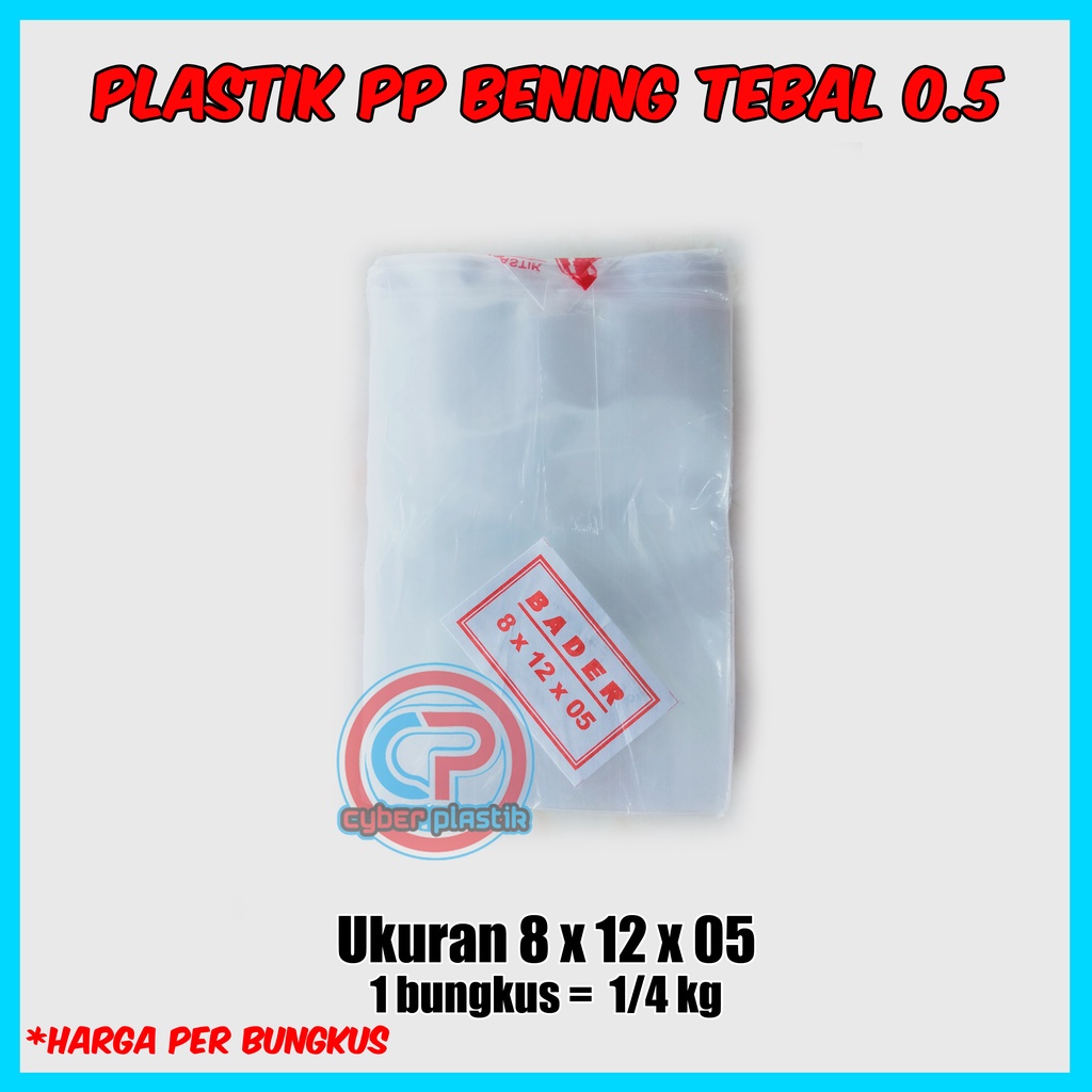 Plastik PP Bening Tebal ukuran 8 x 12 x 05