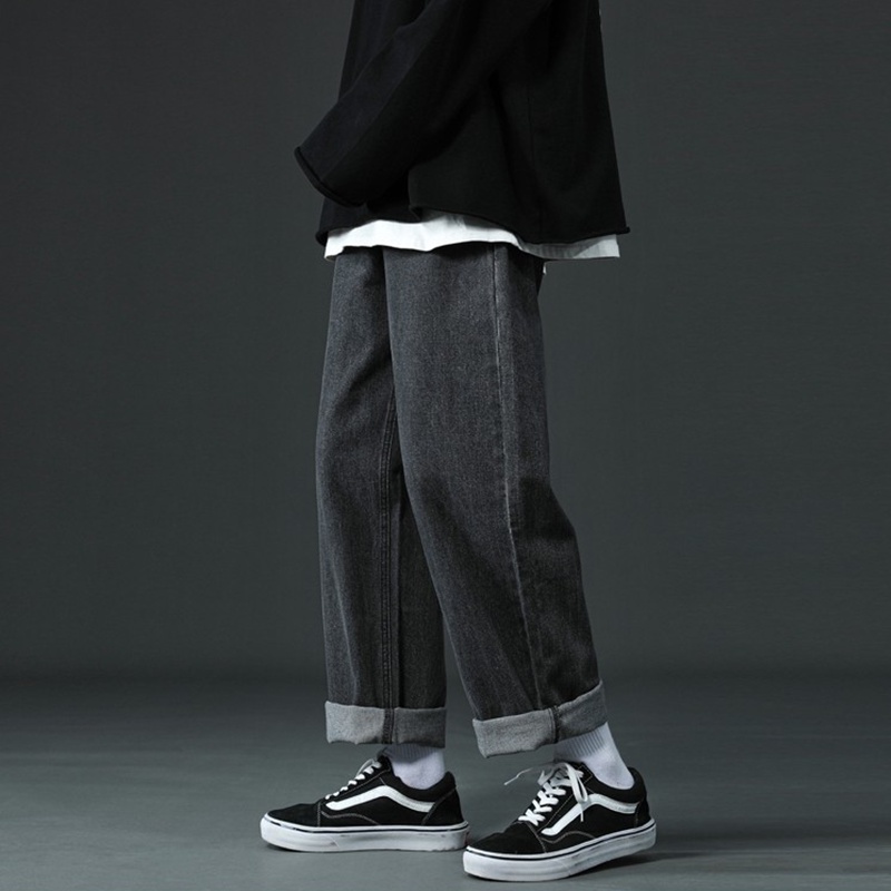 Celana jeans pria Celana panjang pria baggy pants pria straight jeans celana korean style pria celana kulot jeans 2025 baru fashion Tidak luntur celana jeans hitam pria