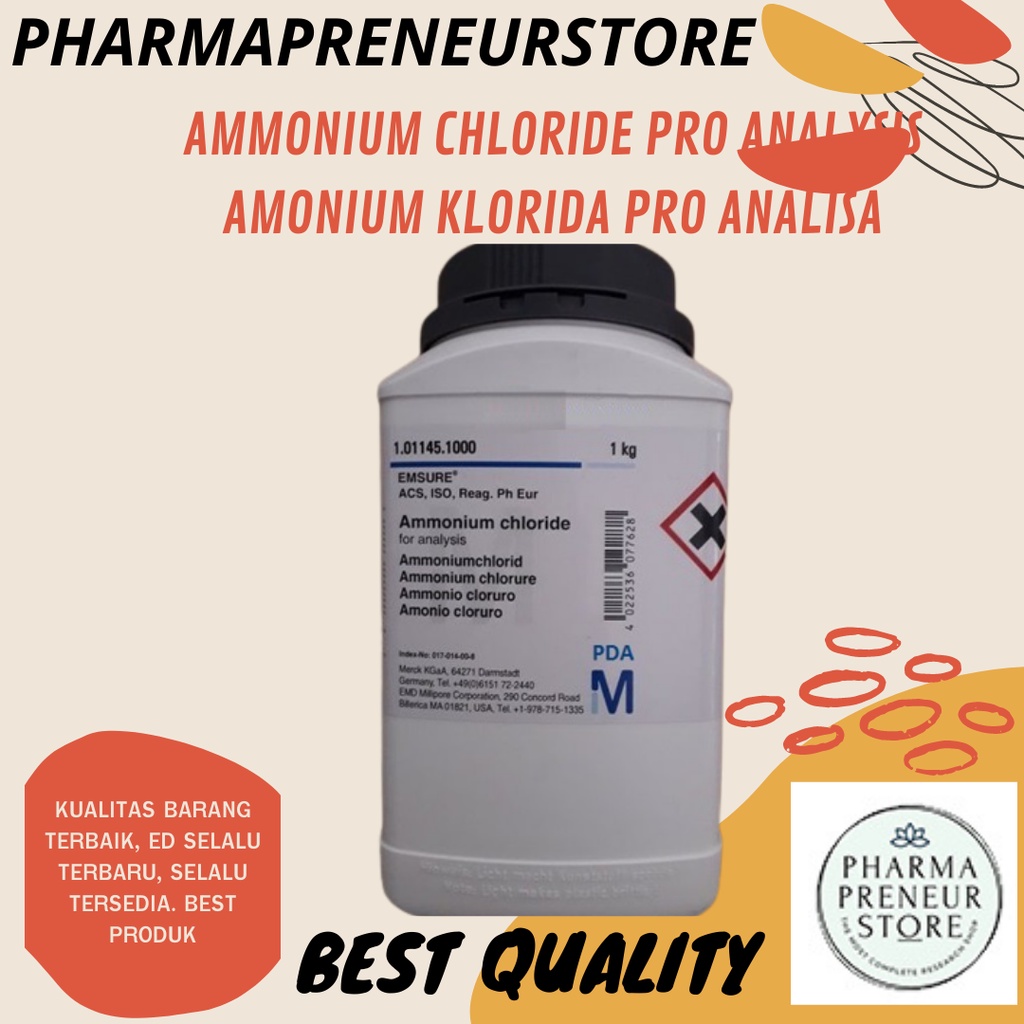 AMMONIUM CHLORIDE / AMONIUM KLORIDA PRO ANALISA 5 DAN 10 GRAM MERCK BEST QUALITY