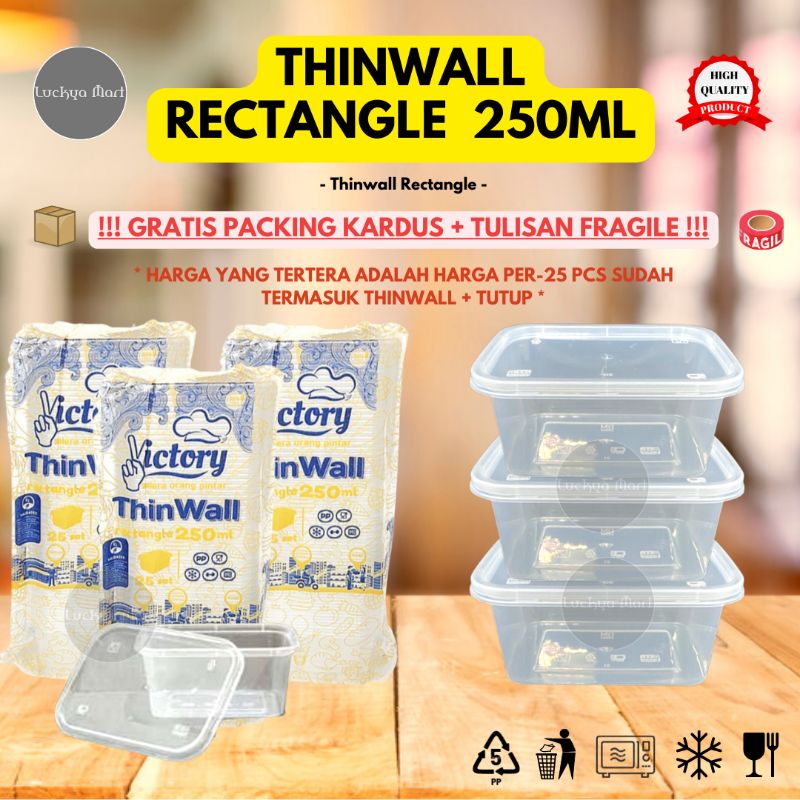Thinwall Victory 250ML rectangle / Thinwall 250ml kotak rectangle [25 Pcs] /box dessert/ Food contai