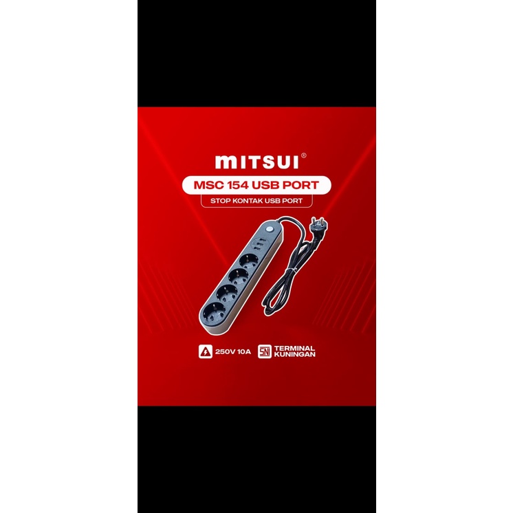 Stop Kontak Mitsui 4 Lubang + 3 USB Port MSC154