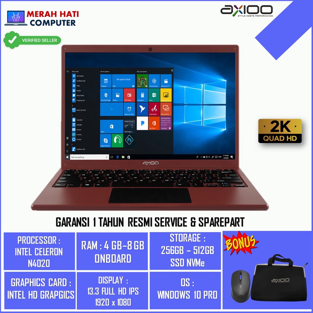 Laptop Baru AXIOO MYBOOK 14F 14H N4020 RAM 8GB 512GB SSD WIN10PRO Original Terlaris