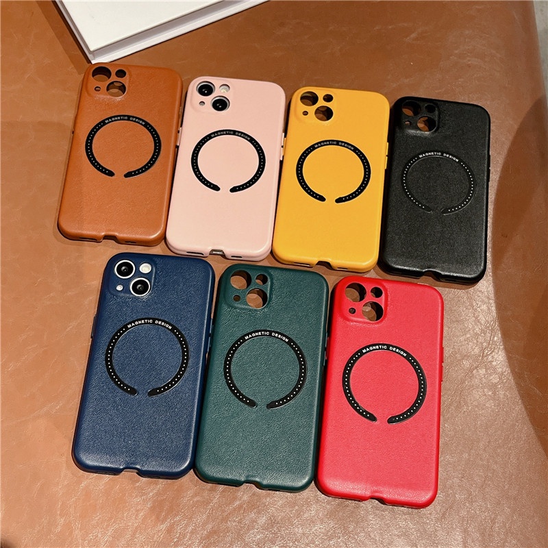 Soft Case Magnetik Bahan Kulit PU Shockproof Untuk IPhone 13 12 11 Pro MAX