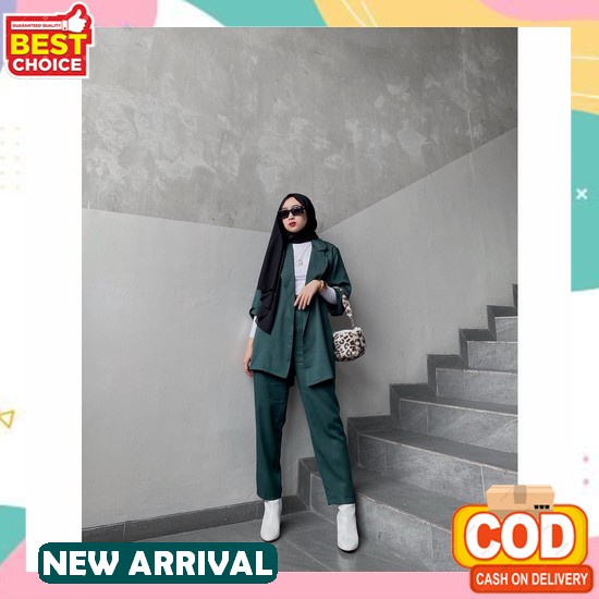 0 Hitam Pink Biru Korea Blazer Wanita Lengan Panjang Setelan Jas Blazer Women Outer Import Murah One