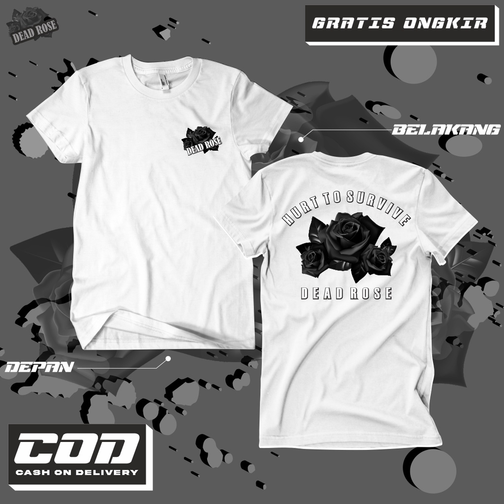 T Shirt Kaos Distro Cowok Premium Bullshirt The Dead Rose Pakaian Baju Atasan Tshirt T-Shirt Logo Ba