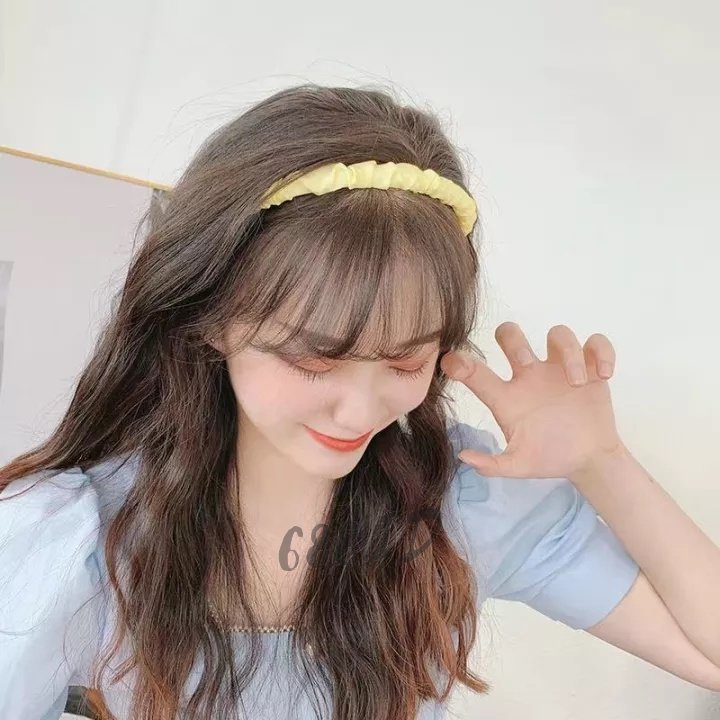 Bando Kerut Scrunchie Headband Korea Bahan Satin untuk Fashion Wanita BDO 05