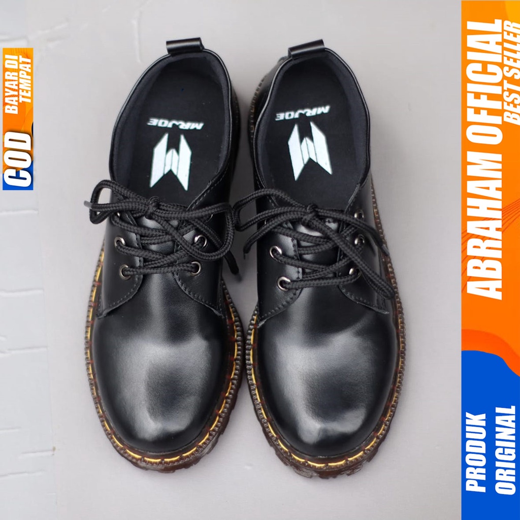 Sepatu Docmart Formal Pantofel Boots Hitam Wanita Abraham Miju