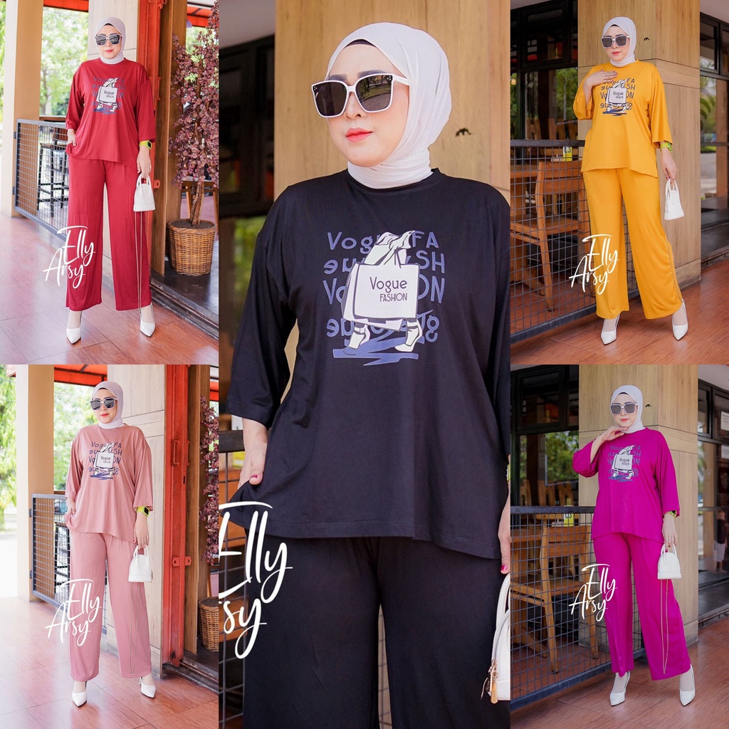 ONE SET VIRAL / kaos / tunik terbaru COMBED original motif vogueblack remaja wanita muslim polos pastel aqua beautiful blouse