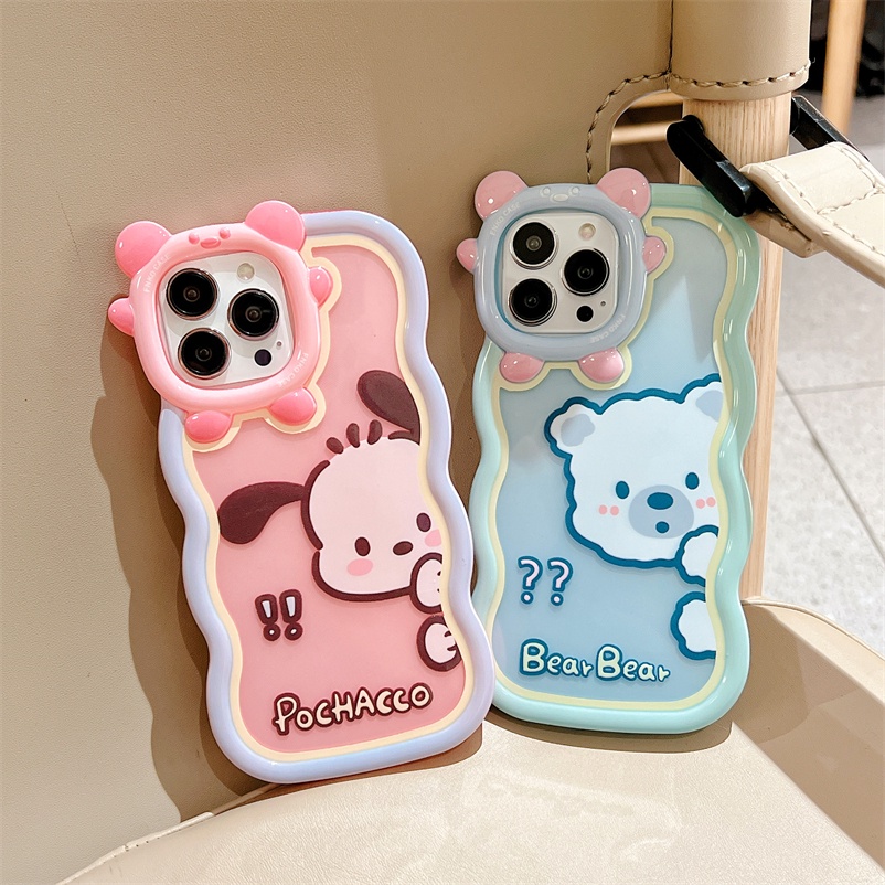 Soft Case Pelindung Anti Gores Motif Beruang Untuk iPhone 14 13 12 11 Pro Max X Xr Xs Max 7 8 6 6s Plus
