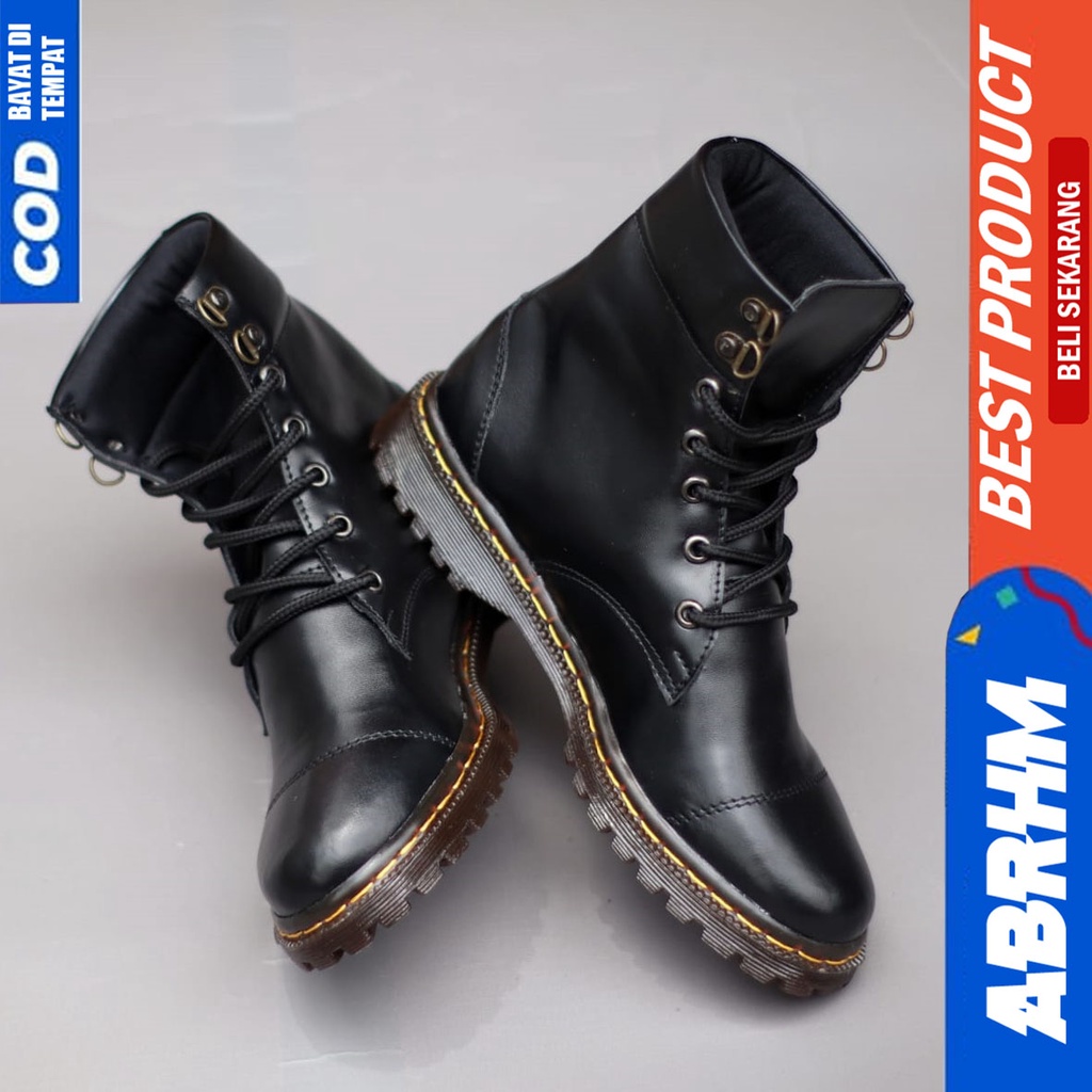 Sepatu Pantofel Docmart Formal Boots Hitam Wanita Abrhm Miju