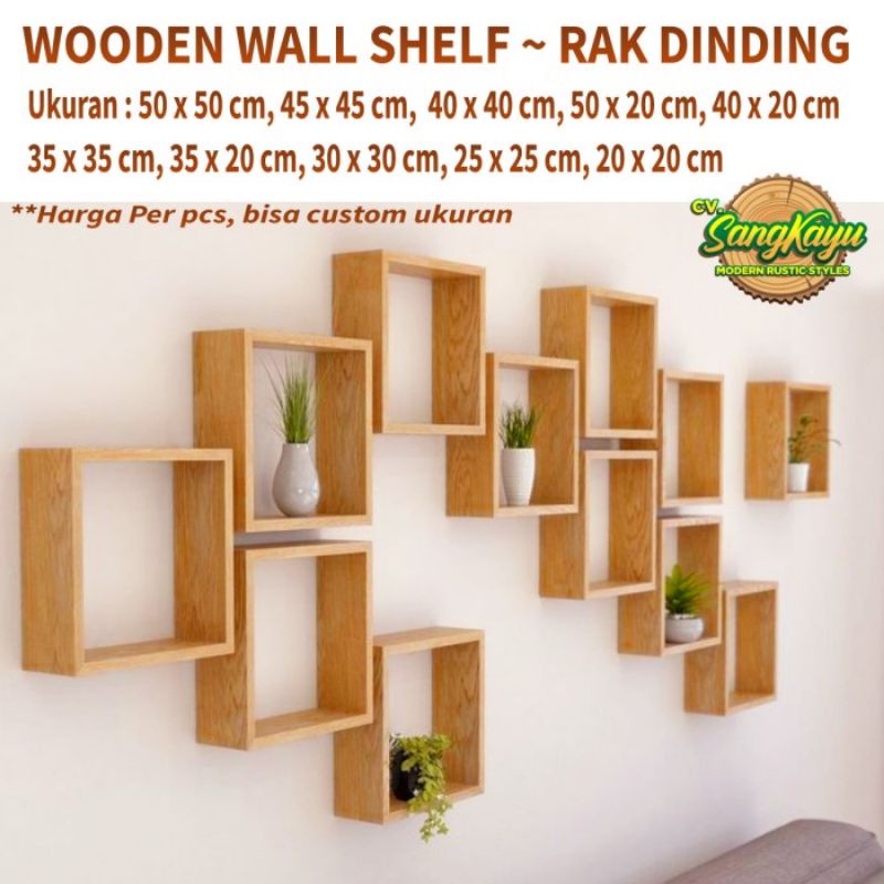 Rak dinding kayu wooden wall shelf rak dinding kotak rustic unik kayu